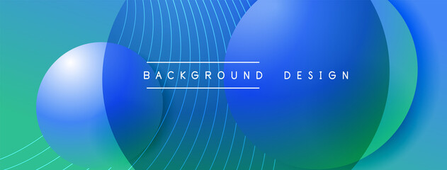 Obraz premium Gradient circles with shadows. Vector techno abstract background. Modern overlapping forms wallpaper background, design template