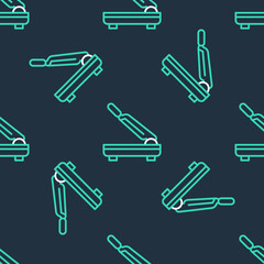 Line Paper cutter icon isolated seamless pattern on black background. Vector