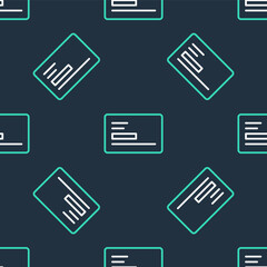 Line Visiting card, business card icon isolated seamless pattern on black background. Corporate identity template. Vector