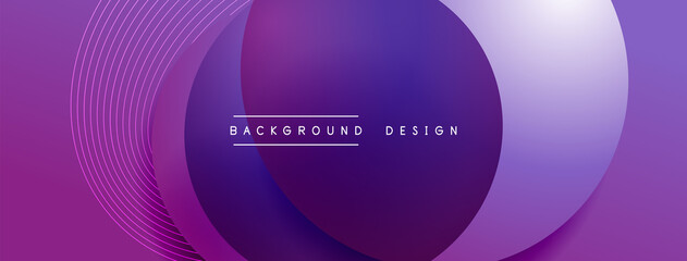 Gradient circles with shadows. Vector techno abstract background. Modern overlapping forms wallpaper background, design template