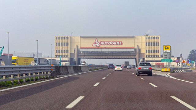 Agip Autogrill Over Europe Highway in Italy