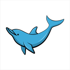Line art vector illustration of a dolphin