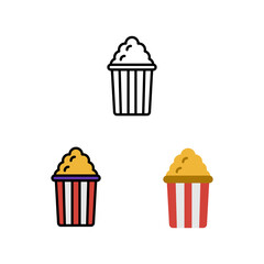 Popcorn in Cinema Theatre Icon, Logo, and illustration
