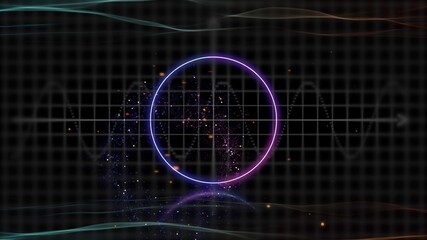 Close up 3d rendering shot of sine wave and circle.