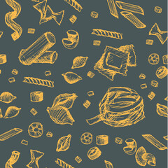 Hand drawn paste doodle seamless pattern