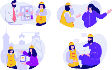 Fototapeta premium constructions worker in flat design