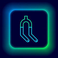 Glowing neon line Bicycle suspension fork icon isolated on black background. Sport transportation spare part steering wheel. Colorful outline concept. Vector
