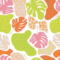 Meubelstickers Seamless repeating pattern of tropical leaves © alexmu