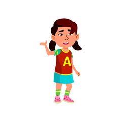 attractive small girl visit museum cartoon vector. attractive small girl visit museum character. isolated flat cartoon illustration
