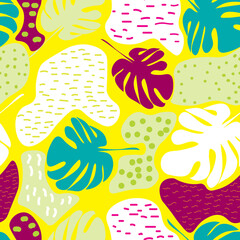 Fototapeta premium Seamless repeating pattern of tropical leaves