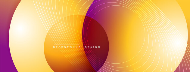 Gradient circles with shadows. Vector techno abstract background. Modern overlapping forms wallpaper background, design template