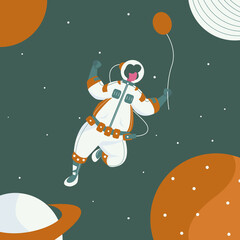 travel to space in flat design style