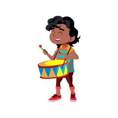 happy indian boy play on drum with sticks cartoon vector. happy indian boy play on drum with sticks character. isolated flat cartoon illustration
