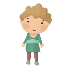 Cute little cartoon boy isolated on white background. Vector illustration.