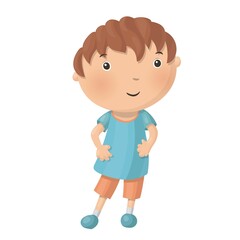 Cute little cartoon boy isolated on white background. Vector illustration.