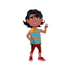 indian boy child gesturing peace cartoon vector. indian boy child gesturing peace character. isolated flat cartoon illustration