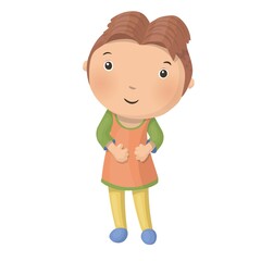 Cute little cartoon boy isolated on white background. Vector illustration.