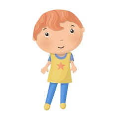 Cute little cartoon boy isolated on white background. Vector illustration.