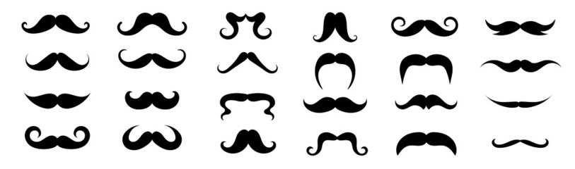 Different moustache shapes. Vector illustration. Design elements
