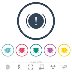 Car dashboard handbrake indicator flat color icons in round outlines