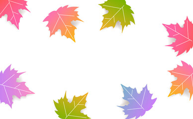 autumn fall thanksgiving seasonal banner with gradient colored maple leaves  background