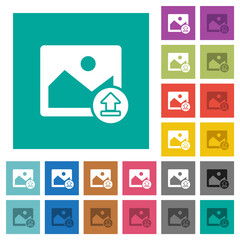 Upload image square flat multi colored icons