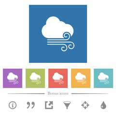 Obraz premium Windy weather flat white icons in square backgrounds