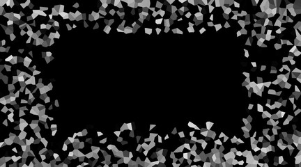 Creative frame backdrop in black and white colors. Graphic ornate wallpaper. Magical space inspiration. Stylish modern glowing stainy geometric shapes. Fantasy of wave positive energy in darkness.