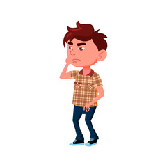 serious little boy cough in fist cartoon vector. serious little boy cough in fist character. isolated flat cartoon illustration