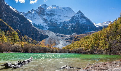 Pearl Lake And Xiannairi Mountain yading nature reserve ,The Yading Nature Reserve in the Kham...