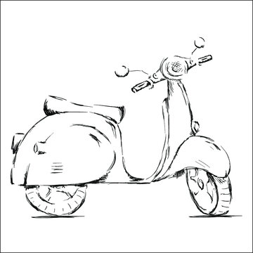 Hand drawn vintage Scooter scetch