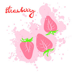 Watercolor strawberry digital illustration of food