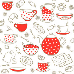 Seamless tea theme texture 