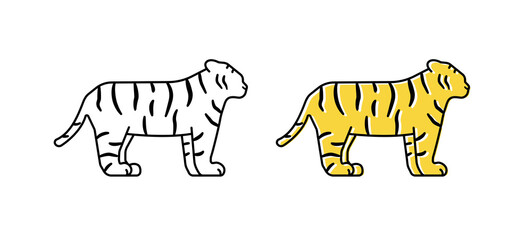 虎のイラストセット　トラ　とら　寅　寅年　年賀状素材　2022年　タイガー　シンプル　アイコン
