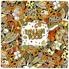 Cartoon vector doodles Italian food frame