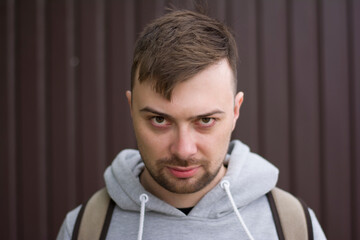Fototapeta premium Close up portrait of serious angry man