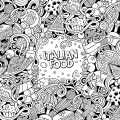 Cartoon vector doodles Italian food frame