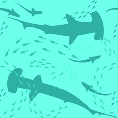 Seamless underwater background, with sea animals