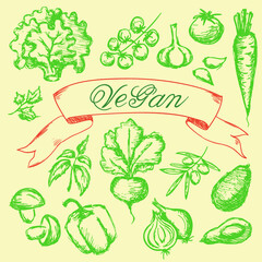 Hand drawn vegetable set
