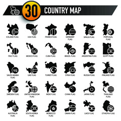 Country Map, Thin Line, and Pixel Perfect Icons
