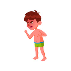 angry little boy shouting on girl in aqua park cartoon vector. angry little boy shouting on girl in aqua park character. isolated flat cartoon illustration