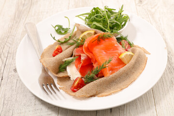 buckweat crepe with smoked salmon