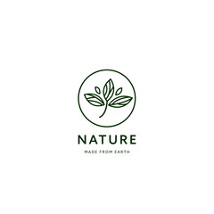 Group Nature leaf logo, line monoline style ecology product icon logo