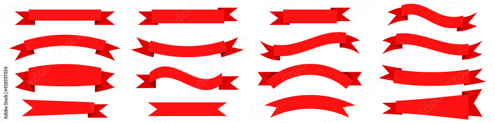 Aufkleber Vector set of red ribbons for your design. Red ribbons of different shapes on an isolated background. Stock vector EPS 10