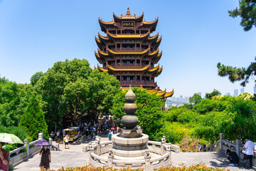 Wuhan landmark .The yellow crane tower , located on snake hill in Wuhan, is one of the three famous towers south of yangtze river,China.