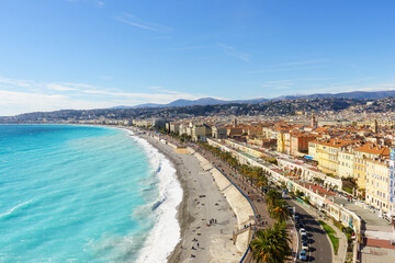 Fototapeta na wymiar La promenade des Anglais à Nice, France