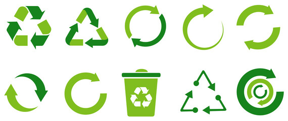 Recycle Icons Set in Color, Vector Illustration Symbol