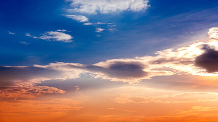 dramatic sunset sky with clouds