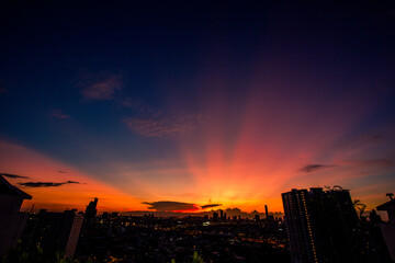 abstract background view of the colorful twilight sky.In the evening, the colorful changes (pink,...