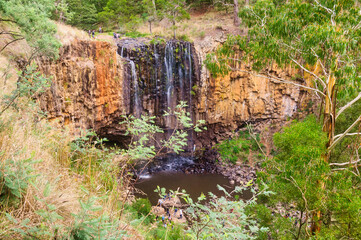 Obraz premium Trentham Falls is one of the longest single drop waterfalls in Victoria, plunging some 32 meters over ancient basalt columns - Trentham, Victoria, Australia